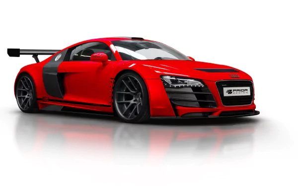 HD PC desktop wallpaper featuring a red Audi R8 GT 850 sports car with sleek aerodynamic design and aggressive styling.