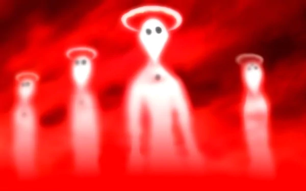 HD PC desktop wallpaper featuring abstract, glowing angelic figures from the anime Evangelion: 1.0 You Are (Not) Alone, set against a vivid red background.