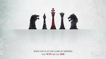 Game of Thrones-inspired HD wallpaper featuring chess pieces and the quote When you play the game of thrones, you win or you die.