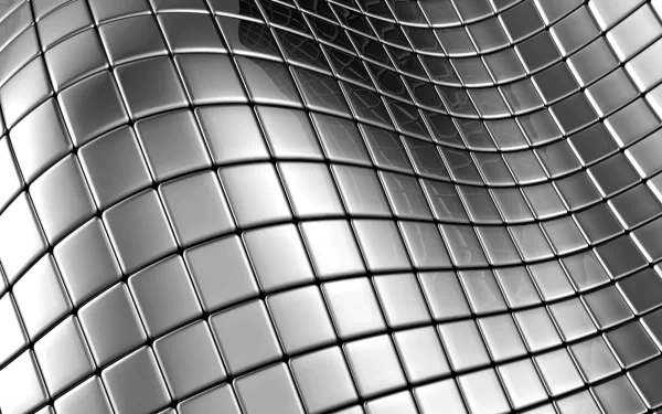 Abstract 3D CGI design featuring a smooth, wavy grid of reflective grey squares, presented as an HD PC desktop wallpaper and background.