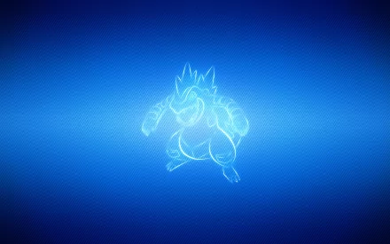 HD PC desktop wallpaper featuring a glowing blue outline of Feraligatr, a popular Pokémon, set against a gradient blue background in a video game style.