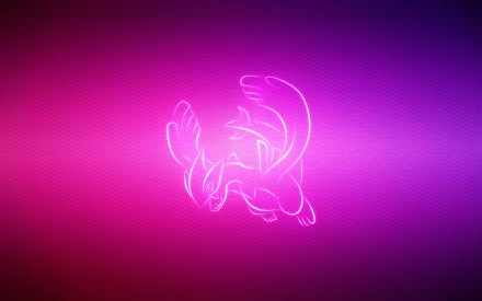 Neon pink-purple outline of Lugia (Pokémon) centered on a magenta-to-violet gradient — 2K Quad HD PC desktop wallpaper/background inspired by the Pokémon video game.
