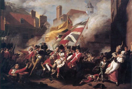  1781 death of Major Francis Peirson at the Battle of Jersey in the Channel Islands. by John Singleton Copley