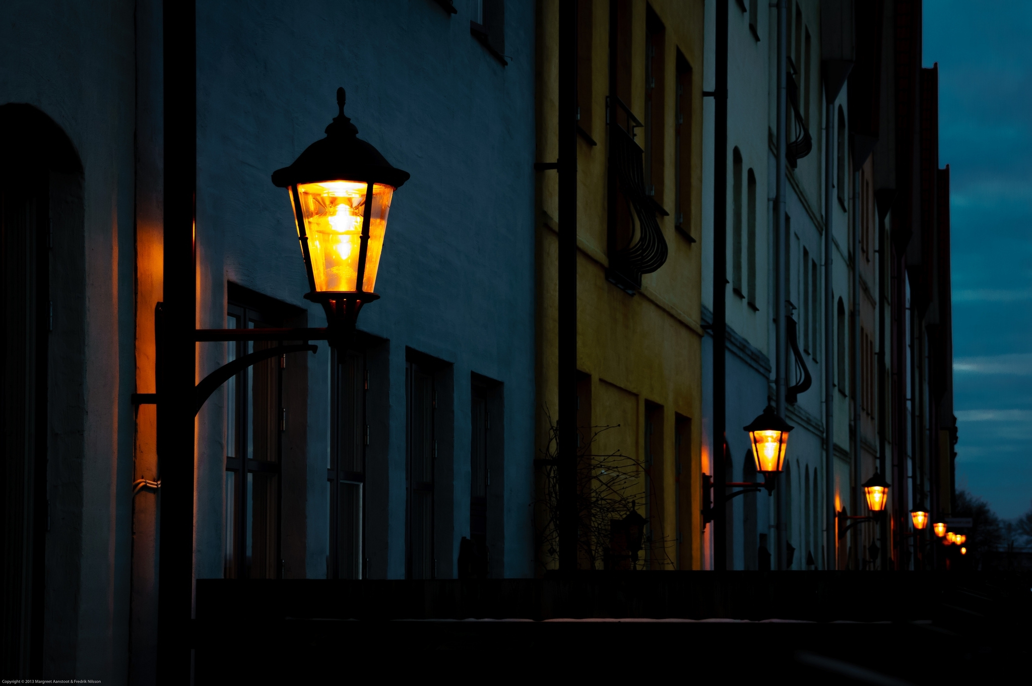 Old Street Lights At Night