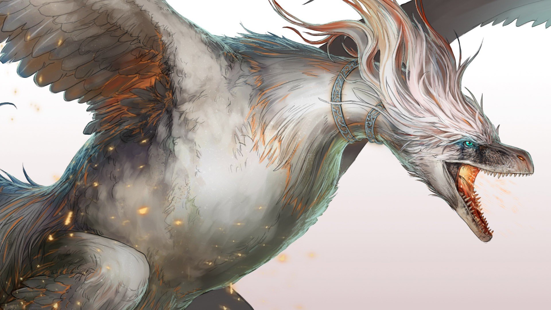 HD PC desktop wallpaper featuring a dynamic, fierce Pokémon with wings and flowing mane, captured in an intense moment from the video game series.