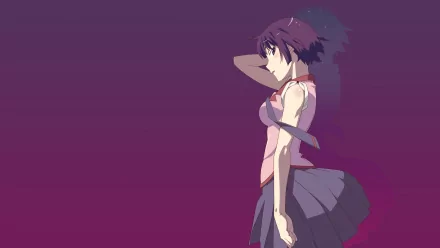 purple hair Monogatari Series: Second Season Hitagi Senjōgahara Anime Monogatari (Series) HD Desktop Wallpaper | Background Image