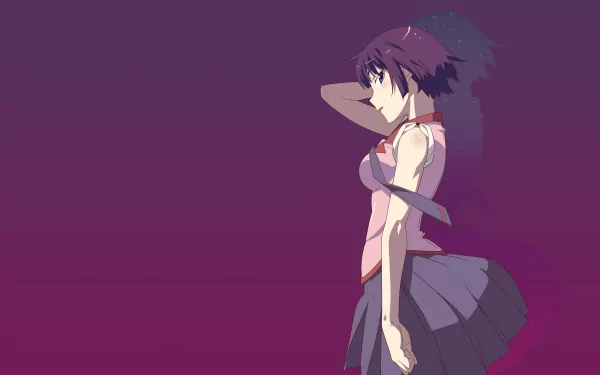 purple hair Monogatari Series: Second Season Hitagi Senjōgahara Anime Monogatari (Series) HD Desktop Wallpaper | Background Image