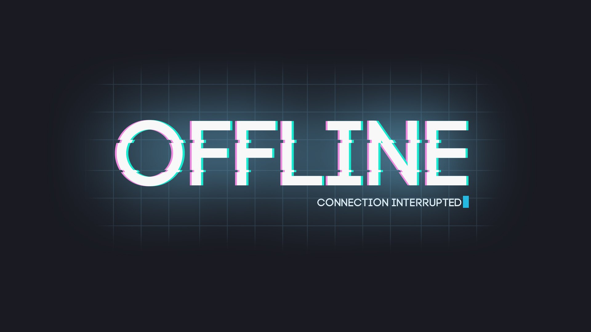 HD PC desktop wallpaper featuring the word OFFLINE with a glitch effect and the text CONNECTION INTERRUPTED on a dark, tech-inspired background.