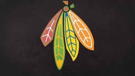 Chicago Blackhawks stylized feathers logo on a dark textured backdrop - 2K Quad HD PC desktop sports wallpaper