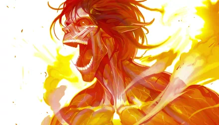 HD desktop wallpaper of an Attack on Titan character in a fiery action pose for a vibrant background.