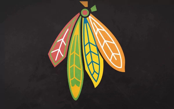 Chicago Blackhawks stylized feathers logo on a dark textured backdrop - 2K Quad HD PC desktop sports wallpaper