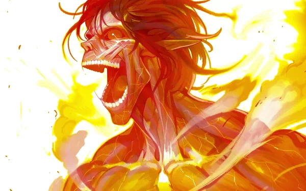 HD desktop wallpaper of an Attack on Titan character in a fiery action pose for a vibrant background.