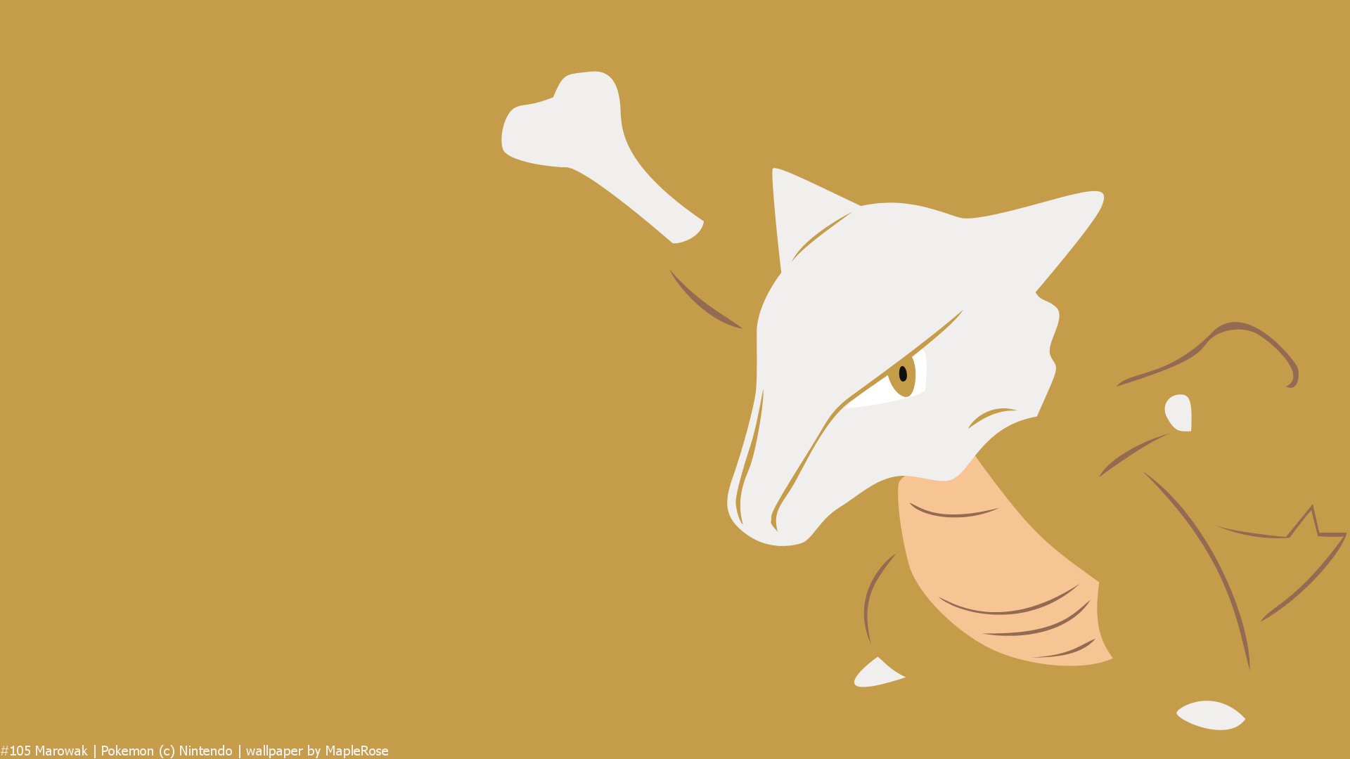 HD PC desktop wallpaper featuring a minimalist illustration of the Pokémon Marowak on a solid mustard background.