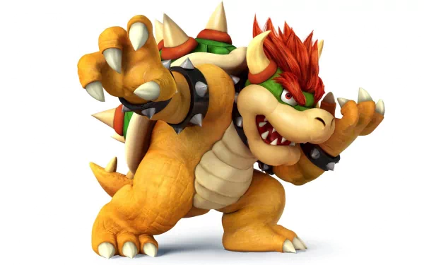 HD wallpaper featuring Bowser, the iconic character from the video game series Super Smash Bros. for Nintendo 3DS and Wii U, showcasing his fierce stance and details.