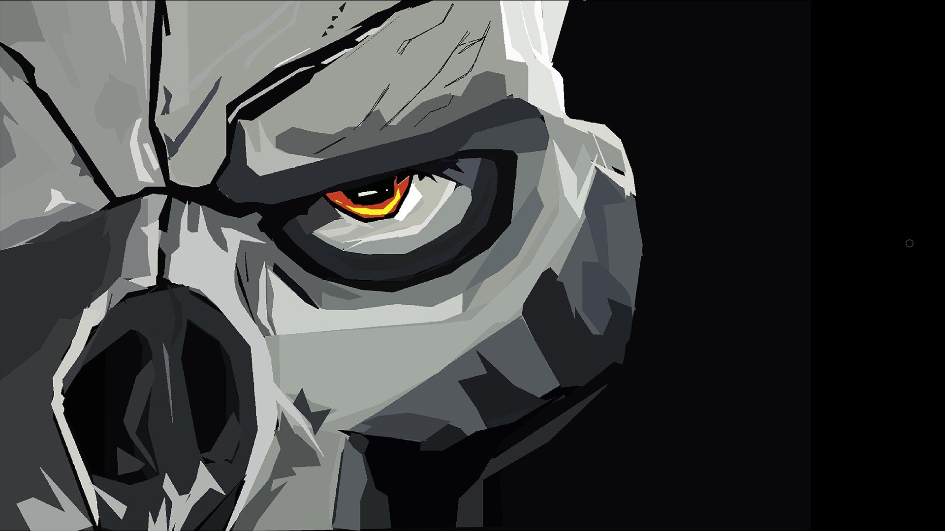 HD PC desktop wallpaper featuring a close-up of a dark, stylized skull eye from the video game Darksiders.