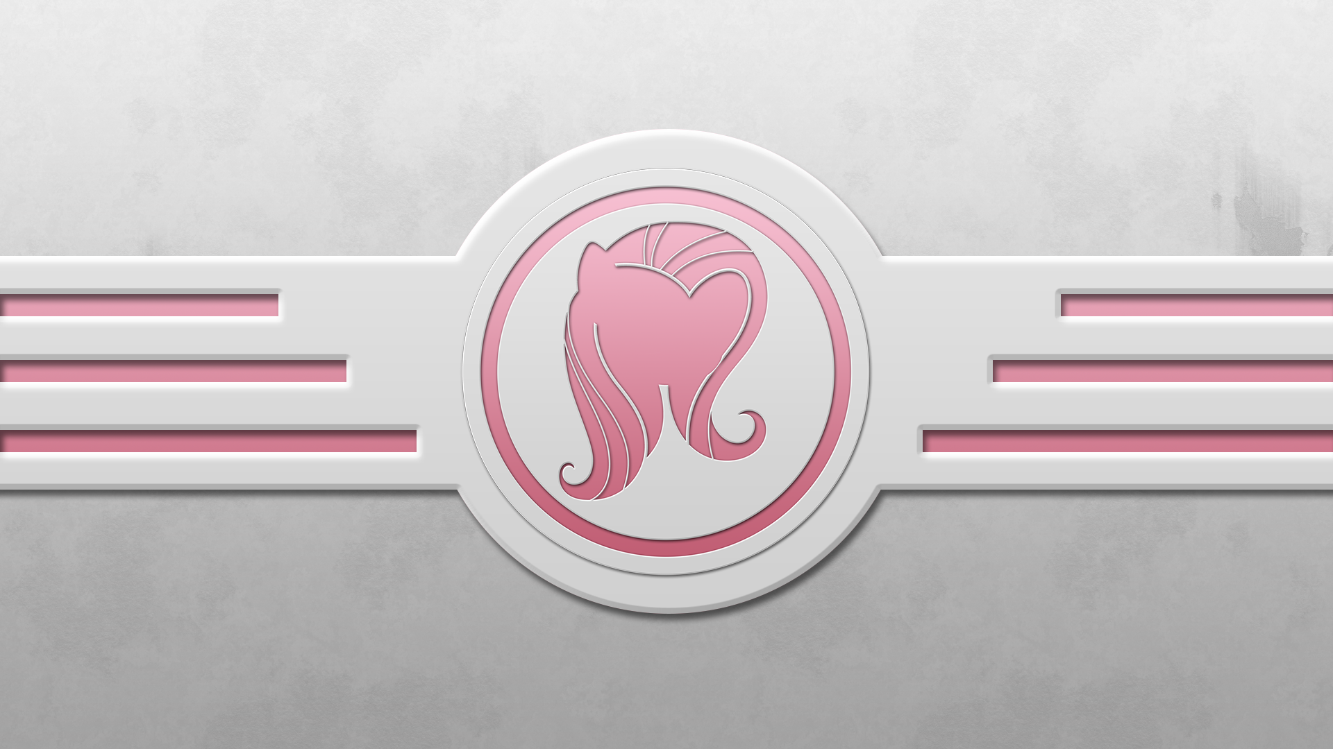 Vector-style HD desktop wallpaper featuring Fluttershy's silhouette from My Little Pony: Friendship Is Magic with a minimalist design and soft pink accents.