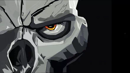 HD PC desktop wallpaper featuring a close-up of a dark, stylized skull eye from the video game Darksiders.