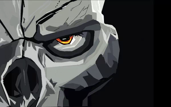 HD PC desktop wallpaper featuring a close-up of a dark, stylized skull eye from the video game Darksiders.