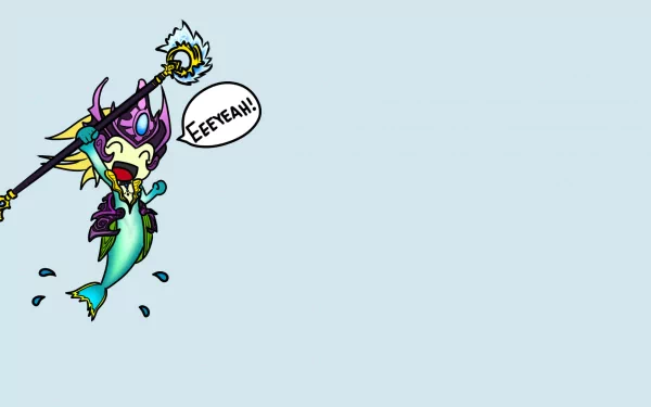 HD PC desktop wallpaper featuring Nami from League of Legends, depicted in a playful, chibi art style with a speech bubble saying EEEYEAH!