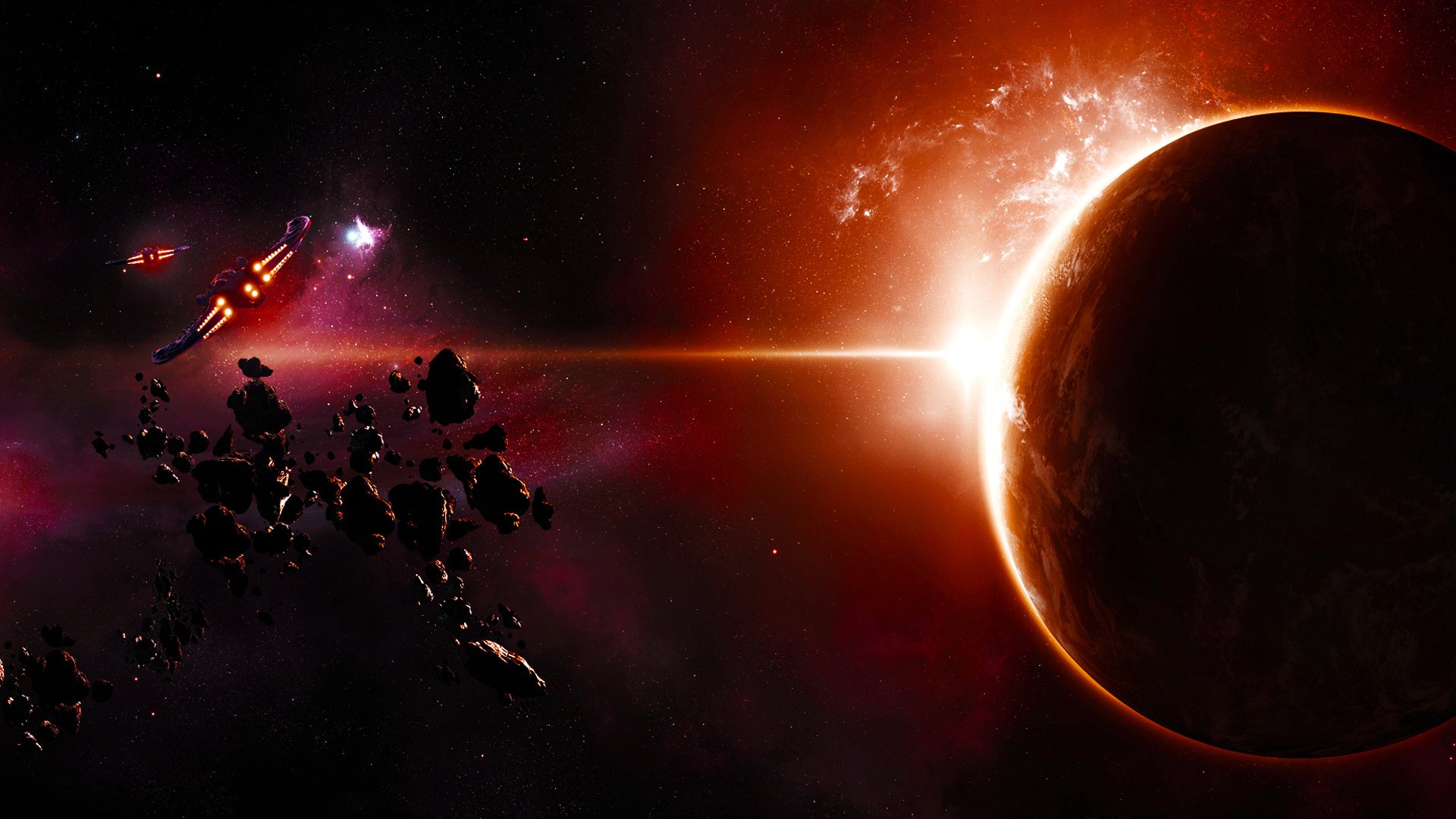 Download Ship Colors Space Sci Fi Planet HD Wallpaper | 1920x1080 ...