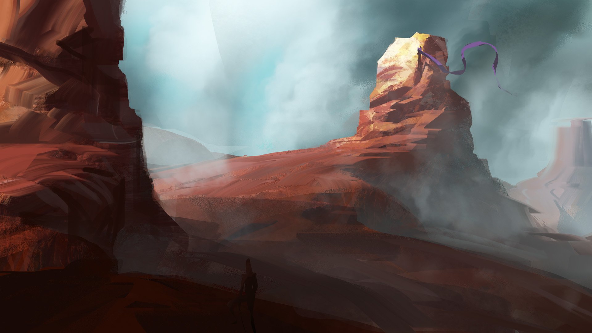 Download Painting Drawing Flag Nature Canyon HD Wallpaper by Makkon