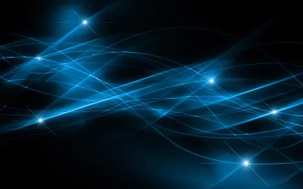 An abstract HD desktop wallpaper featuring flowing blue lines and glowing accents against a dark background, creating a modern and dynamic visual atmosphere.