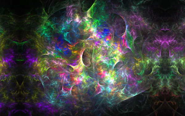 HD desktop wallpaper featuring an abstract design with vibrant rainbow colors that blend into chaotic, swirling patterns.