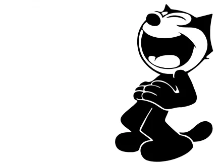 HD desktop wallpaper featuring the iconic black and white image of Felix The Cat in a cheerful pose on a plain background.
