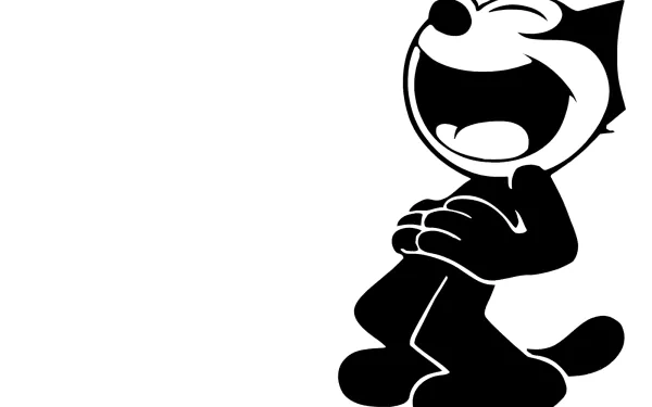 HD desktop wallpaper featuring the iconic black and white image of Felix The Cat in a cheerful pose on a plain background.