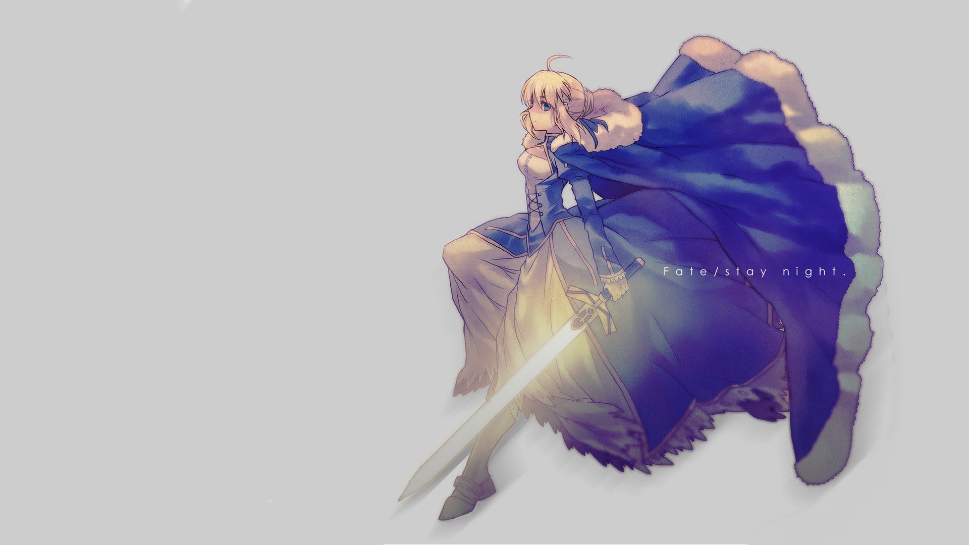 Dynamic HD wallpaper featuring Saber from the Fate Series, showcasing her iconic armor and sword, capturing the essence of Fate/Stay Night in a striking anime style.