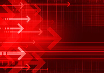 Abstract HD PC desktop wallpaper featuring dynamic red arrows pointing right on a textured grid background.