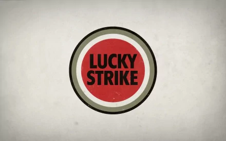 Man-made Lucky Strike logo on a textured off-white backdrop, vintage HD PC desktop wallpaper and background.
