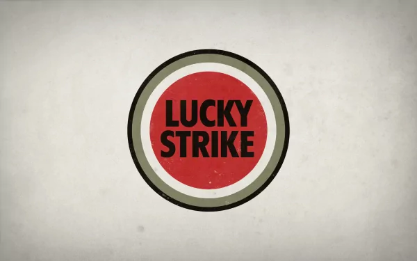 Man-made Lucky Strike logo on a textured off-white backdrop, vintage HD PC desktop wallpaper and background.