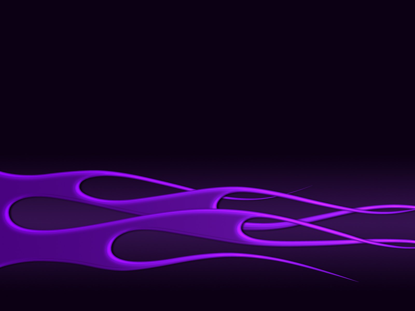 Artistic HD PC desktop wallpaper of sleek purple flame motifs flowing over a deep black background, stylized fire shapes forming a modern minimalist design.