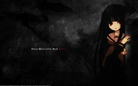 A dark and mesmerizing HD wallpaper featuring a character from the anime Jigoku Shōjo, with haunting eyes and an enigmatic expression against a shadowy background.