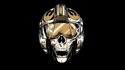 HD desktop wallpaper featuring a stylized skull wearing a Rebel helmet from Star Wars on a black background.