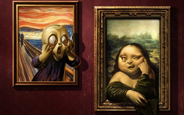 Humor Painting Mona Lisa Da Vinci Funny Edvard Munch Leonardo da Vinci HD Wallpaper | Background Image