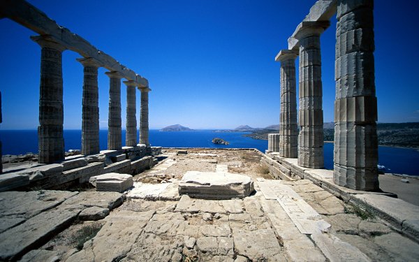 Man Made Poseidon Temple Monuments HD Wallpaper | Background Image