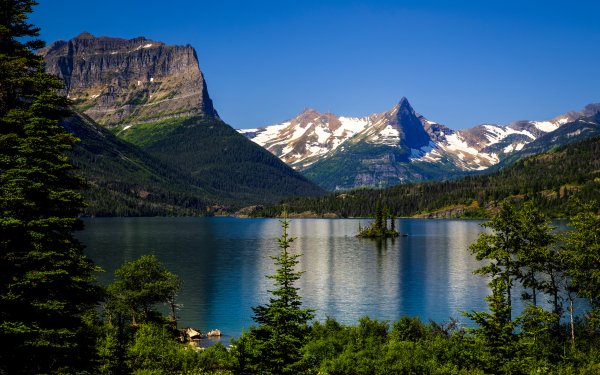 Earth Lake Lakes Man Made Glacier National Park Forest Tree Mountain HD Wallpaper | Background Image