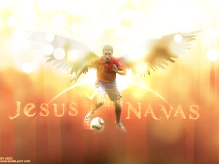 HD PC desktop wallpaper: stylized footballer with angelic wings dribbling a ball amid golden light and glowing team-style text — sports-themed background.