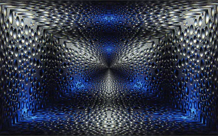 Abstract 3D wallpaper featuring a dynamic interplay of shades of blue and silver, creating a mesmerizing textured effect that captivates and enhances any desktop background.