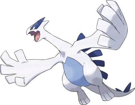 HD PC desktop wallpaper featuring Lugia, a legendary Pokémon from the video game series, depicted with wide wings and an open beak against a transparent background.