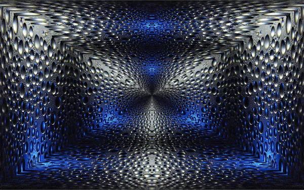 Abstract 3D wallpaper featuring a dynamic interplay of shades of blue and silver, creating a mesmerizing textured effect that captivates and enhances any desktop background.