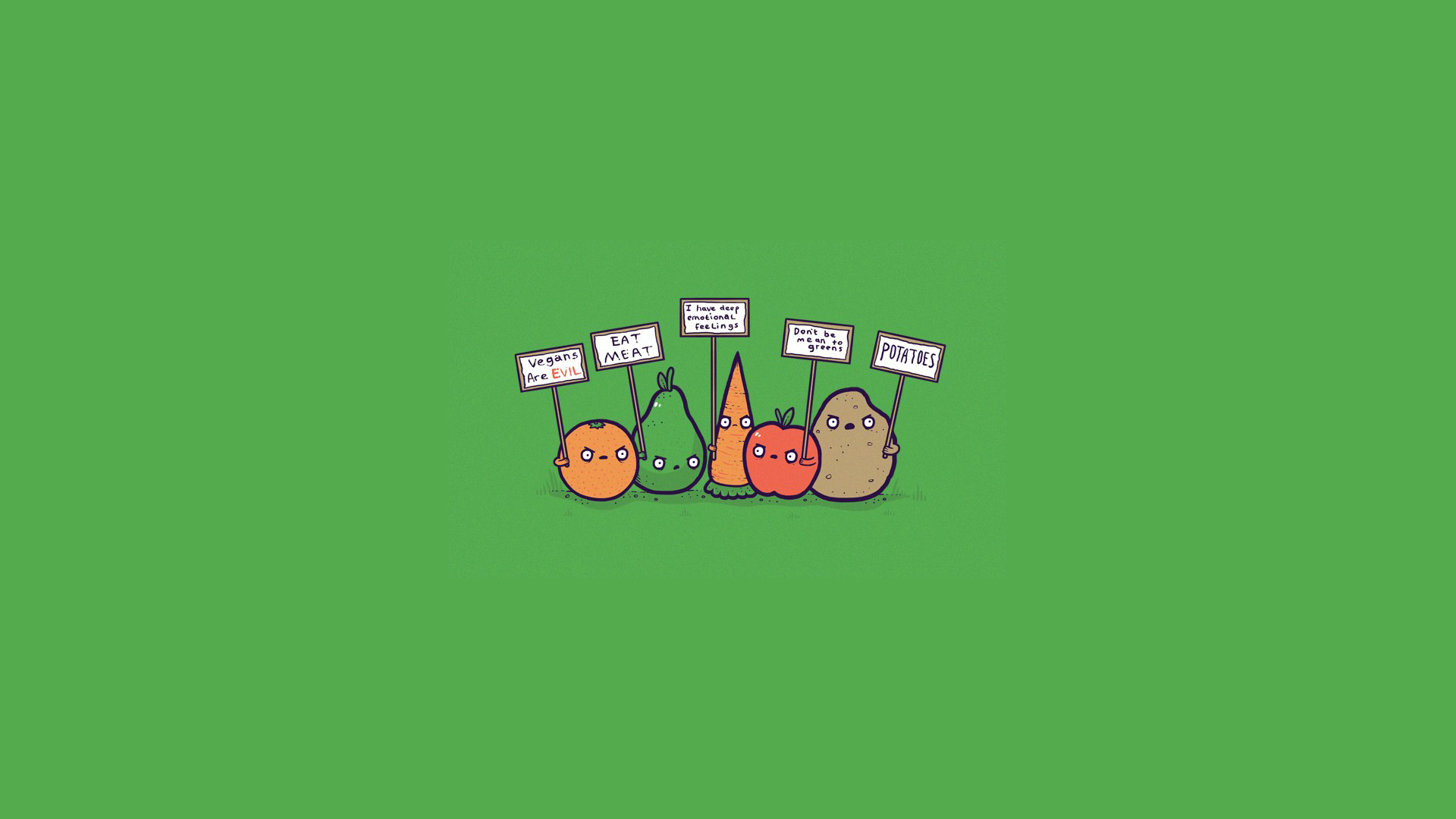 Protesting fruit and vegetables HD Wallpaper Background 