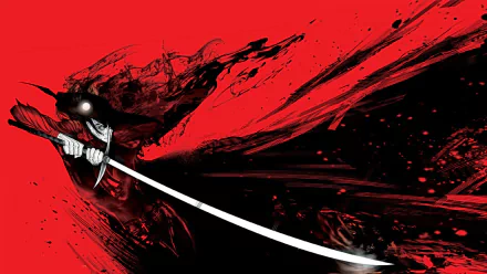 HD anime desktop wallpaper featuring Vampire Hunter D wielding a glowing sword against a dynamic red and black background.
