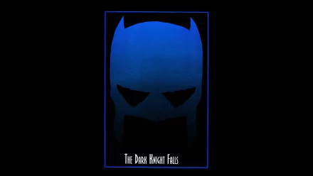 HD PC desktop wallpaper featuring a minimalist blue silhouette of Batman from The Dark Knight Returns comic, titled The Dark Knight Falls.