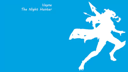 HD PC desktop wallpaper featuring a minimalist blue and white silhouette of Vayne, The Night Hunter from the video game League of Legends.