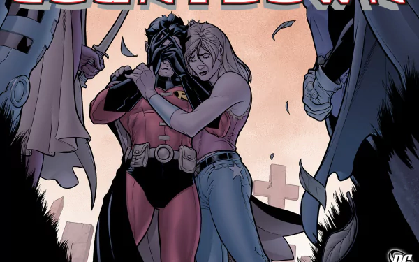 Cassandra Sandsmark Tim Drake Wonder Girl black hair blonde crying hug bracelet jeans cape DC Comics Countdown (Comics) Red Robin Comic countdown HD Desktop Wallpaper | Background Image