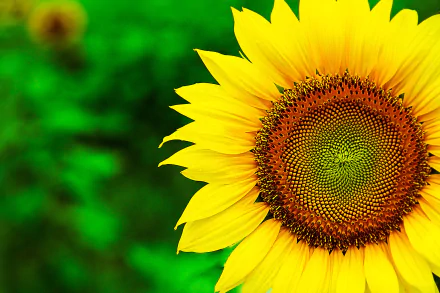 A vibrant sunflower against a lush green background, showcasing the beauty of nature. This HD image serves as an inspiring desktop wallpaper and background.