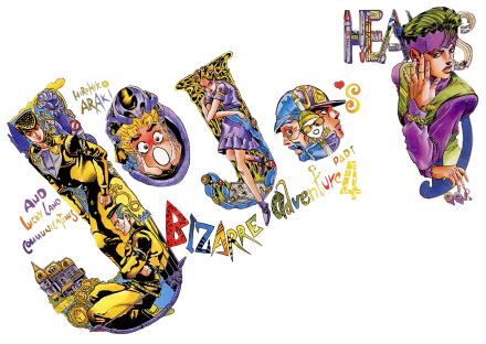 Colorful HD wallpaper featuring characters and elements from the anime Jojo's Bizarre Adventure, showcasing iconic poses and expressions in dynamic arrangements.